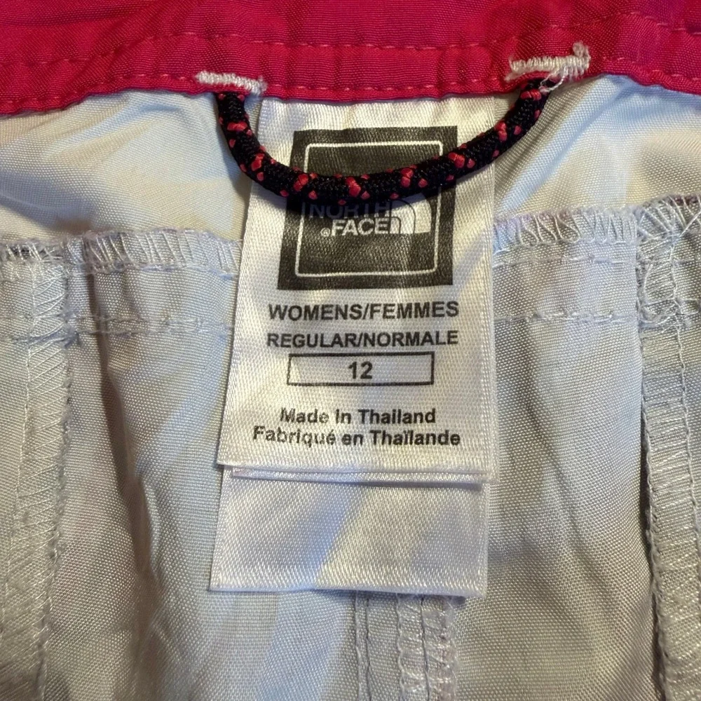 The North Face Womens Grey Pink Plaid Board Shorts Swim Trunks Size 12 Regular